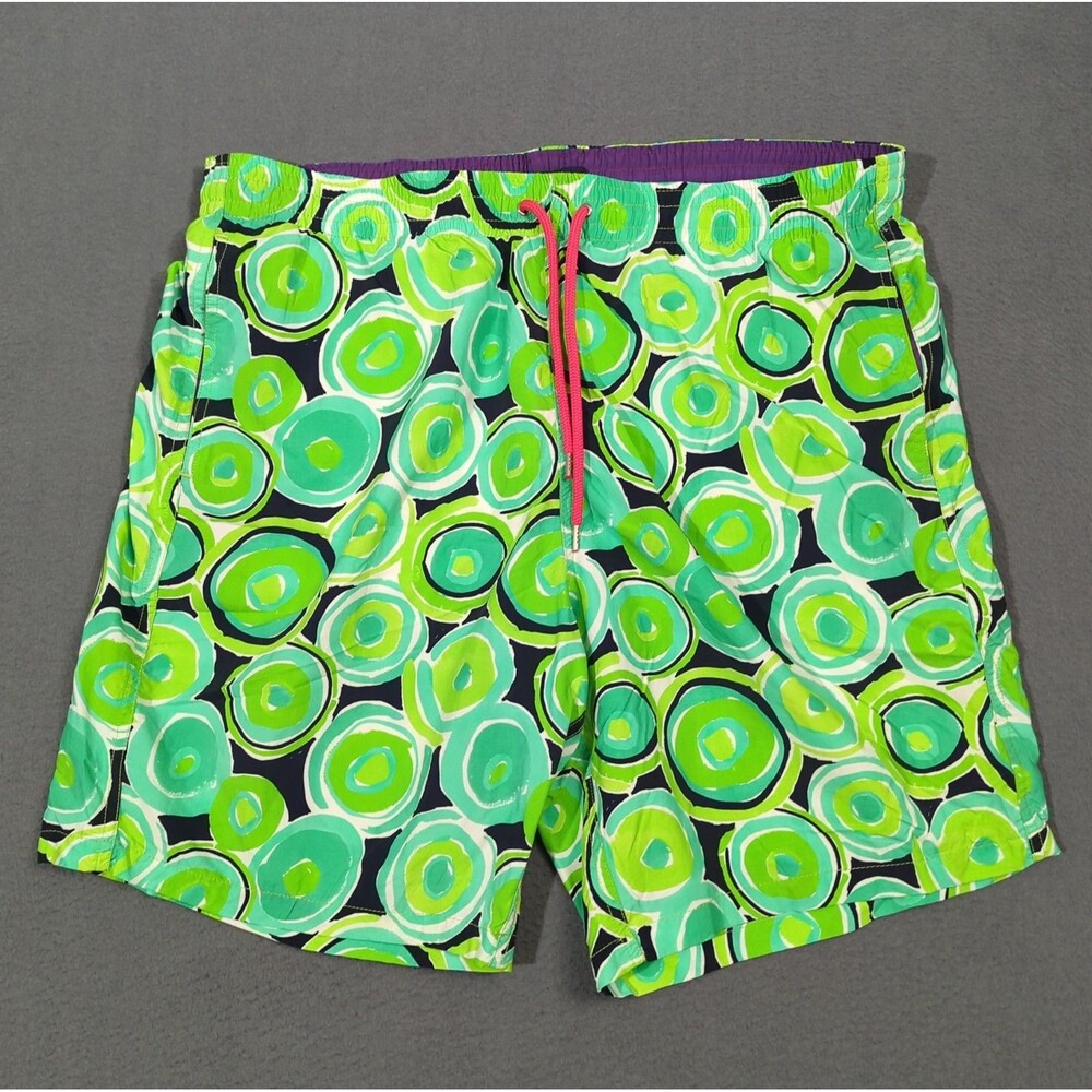 Seaward & Stearn Swim Trunks Men's XL Green Abstract Mesh Lined Drawstrings
